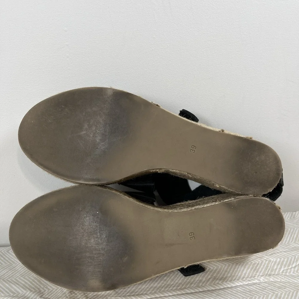 Inuovo Womens Freeman Espadrille Wedge Sandals Black Sz 39/9 Platform Y2K Preppy
